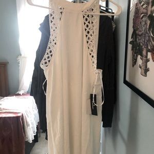 White halter style mini dress